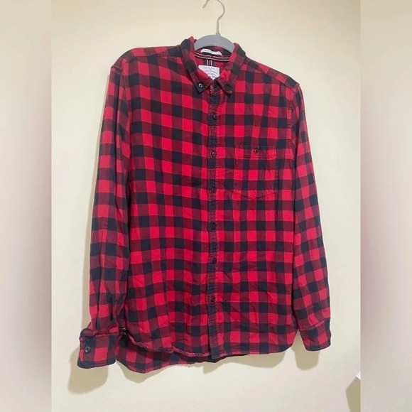 On The Road Black 100% Cotten Black and Red Flannel men’s Shirt size medium - Picture 7 of 12
